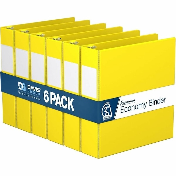 Davis Group Premium Economy, Angle D Ring, Binder, (Yellow, 2"), PK6 2304-05-06 - main