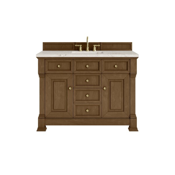 James Martin Vanities Brookfield 48 in. Single Vanity, Honey Oak w/ 3 CM Victorian Silver Silestone Top 547-V48-HNO-3VSL - main