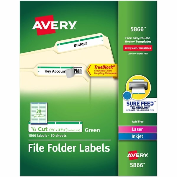 Avery TrueBlock File Folder Labels, Su, PK1500 5866 - main