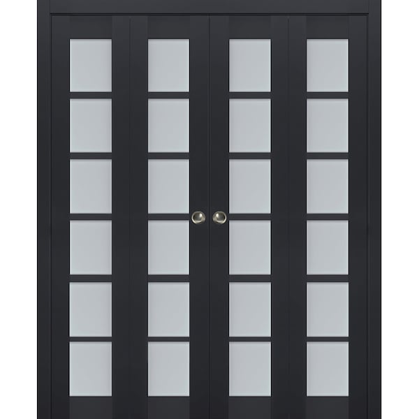 Sartodoors Sliding Closet Double Bi-fold Doors Solid Core Modern Interior VEREGIO7602DBF-ANT-96 x 84 (4* 24x84) - main