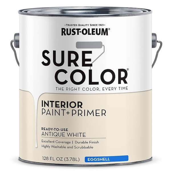 Sure Color Gal Rust-Oleum Antique White Interior Paint + Primer, Eggshell 380221 - main