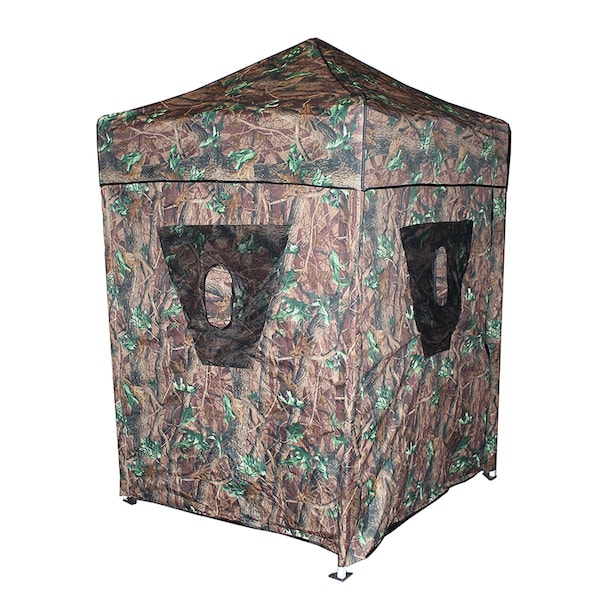 King Canopy 2in1 Hunting Blind & Instant Pop Up Tent 5ftx5ft, 1in Alum Frame, Guy Ropes and Stakes, Camoflauge HB5X5 - main