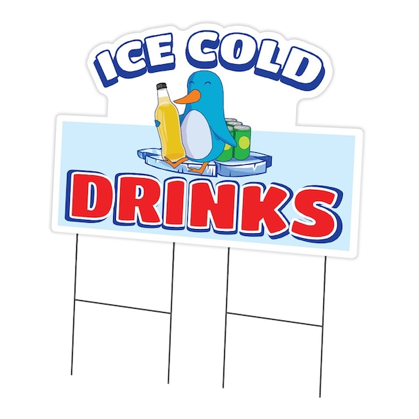 Signmission Ice Cold Drinks 2 Yard Sign & Stake outdoor plastic coroplast window, C-DC-2436-Ice Cold Drinks 2 C-DC-2436-Ice Cold Drinks 2 - main