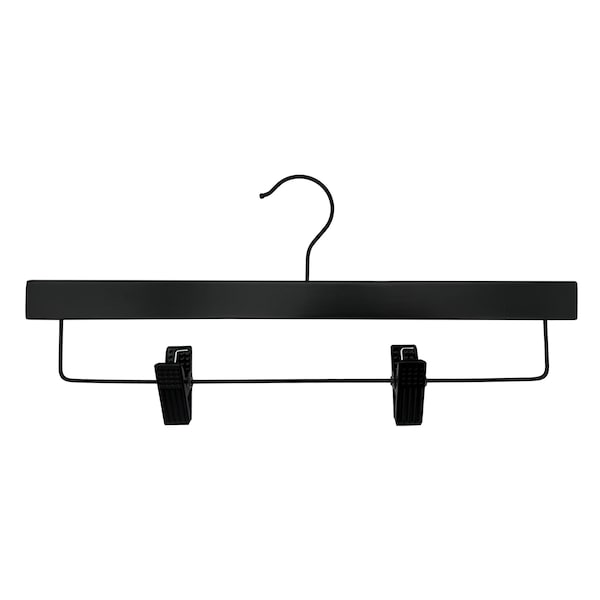 Nahanco 14in Black Wooden SlimLine Pant/Skirt Hanger w/ Padded Clips and Black Hardware, 50PK SL70214RC50BH - main