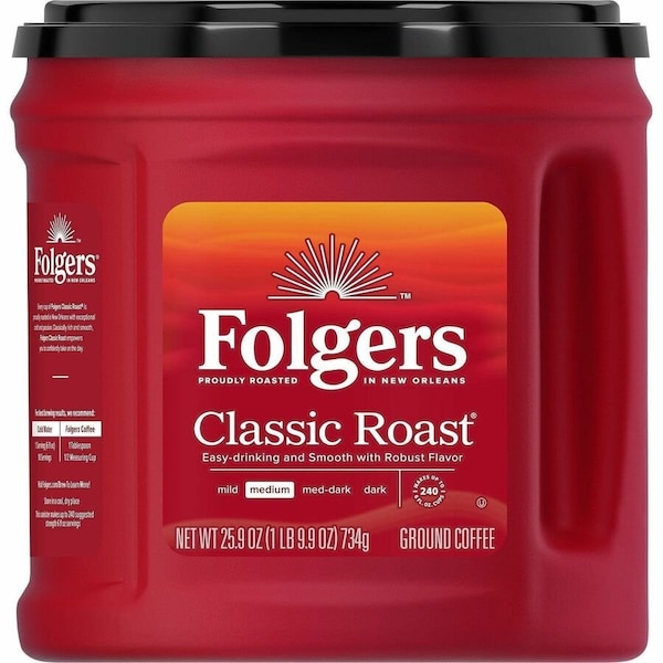 Folgers Ground Classic Roast Coffee, Medium, 25.9 oz Per Canister, Ground, Classic Roast 30407 - main