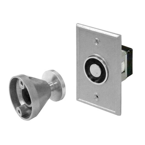 Pamex UL Listed Recess Mount Magnetic Door Holder 24 and 120 Volt Satin Chrome Finish EMHR24120AL - main