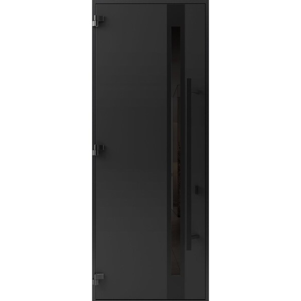 Vdomdoors Front Exterior Prehung Steel Door Ronex1033 Teak 96 Entry Metal Modern Painted W36xH96 Right hand RONEX1033EXD-OAK-W36xH96-RH-I - main