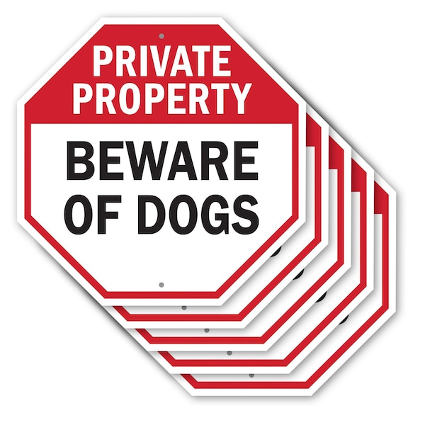 Signmission Private Property Beware of Dogs, 10 inch X 10 inch, Aluminum Metal Signs, 5PK OC-A-5Pack-10-138 - main
