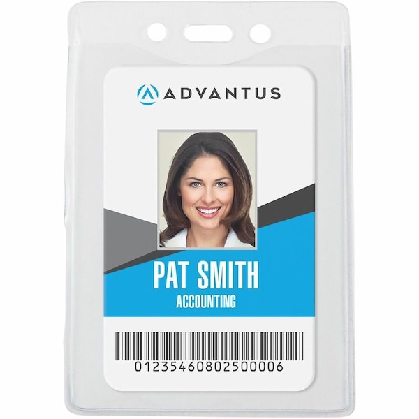 Advantus Security ID Badge Holder, Vertical, 4-1/4" x 3-3/8", Clear, 50/Box 75419 - main