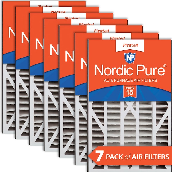 Nordic Pure 16x25x3 Pleated Air Filter, High Capacity, Electrostatically Charged Synthetic Media, MERV 15, 7 PK 16x25x3ABM15-7 - main