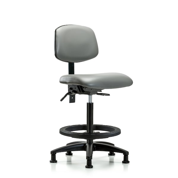 Blue Ridge Ergonomics Vinyl Chair, High Bench, Foot Ring, Glides, Sterling BR-VHBCH-RG-T0-A0-BF-RG-8840 - main