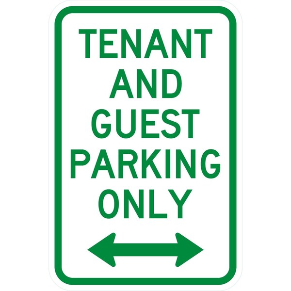 Lyle Tenant and Guest Parking Only with bidirectional arrow, 12x18, Diamond Grade, White G-2803-DG_12x18 - main