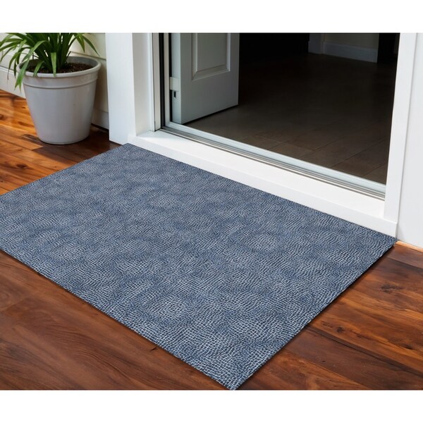 Homeroots 3' X 5' Navy Blue And Ivory Geometric Washable Indoor Outdoor Area Rug 602383 - main