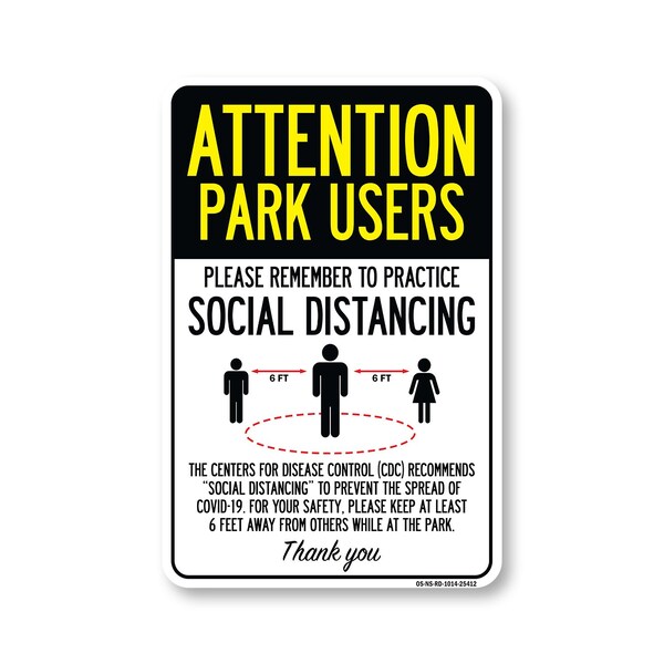 Signmission PSA, Park Users Practice Social Distancing, 14in X 10in Peel And Stick Wall Graphic, RD-1014-25412 OS-NS-RD-1014-25412 - main
