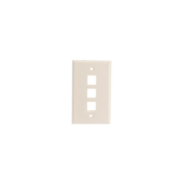 Cable Wholesale Keystone Wall Plate, Lite Almond, 3 Port, Single Gang 3012-09303 - main