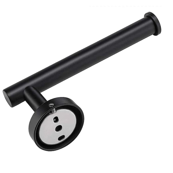 Homeroots Set of Two Black Stainless Steel Wall Mount Towel Ring and Toilet Paper Holder 480408 - main