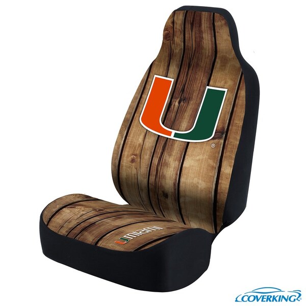 Coverking UNIVERSAL ULTISUEDE SEAT COVER DESIGNER 1PC, UNIVERSITY OF MIAMI DISTRESSED WOOD, ELA119 USCSELA119 - main