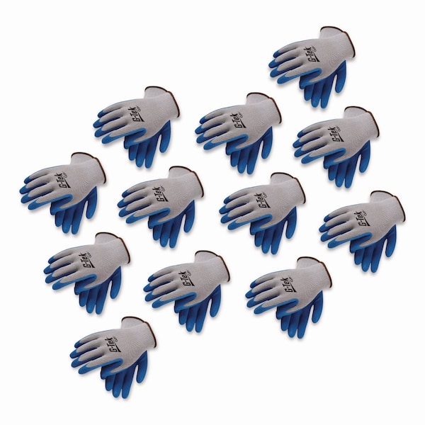 G-Tek GP Latex-Coated Cotton/Polyester Gloves, EN388: 1111, Small, Gray/blue, Pair, 12PK 39-1310/S - main