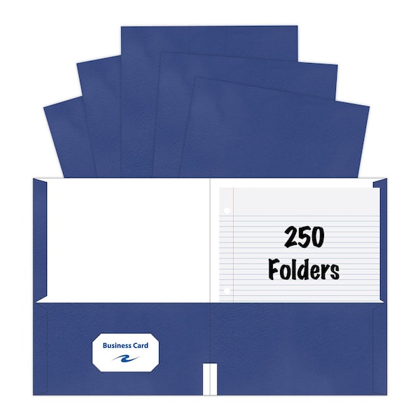 Roaring Spring Case of Dark Blue Paper Pocket Folders, 11.75"x9.5", Twin Pockets hold 25 sheets ea, 11 pt tag board, PK250 50116cs - main