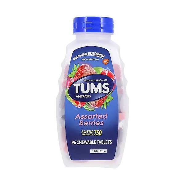 Tums EX Antacid Chewable Tablets 750mg Assorted Berries Twist Cap, 96PK 9300012 - main