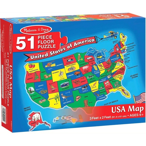 Melissa & Doug U.S.A. (United States) Map Floor Puzzle, 51 Pieces 440 - main
