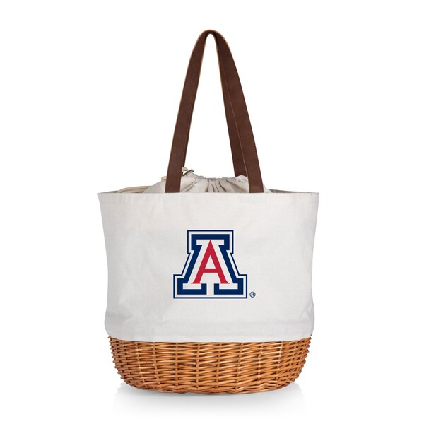 Picnic Time Family Of Brands NCAA Arizona Wildcats Coronado Canvas and Willow Basket Tote - Picnic Bag 203-00-187-014-0 - main
