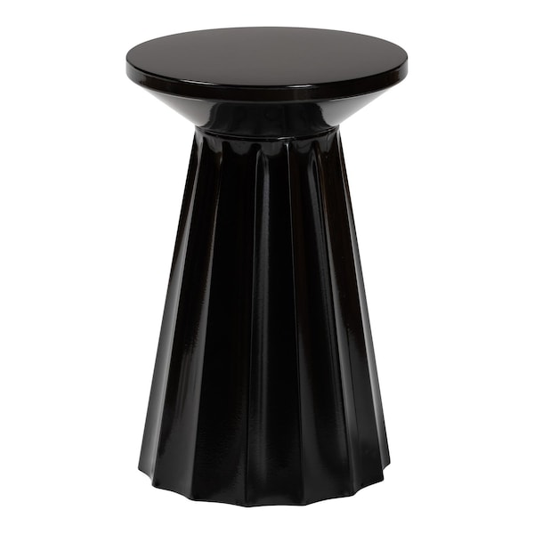 Baxton Studio Ulmer Metal Scalloped Side Table - Modern Round Accent Table for Indoor or Semi-Outdoor Use, Black 259-14289-ZORO - main