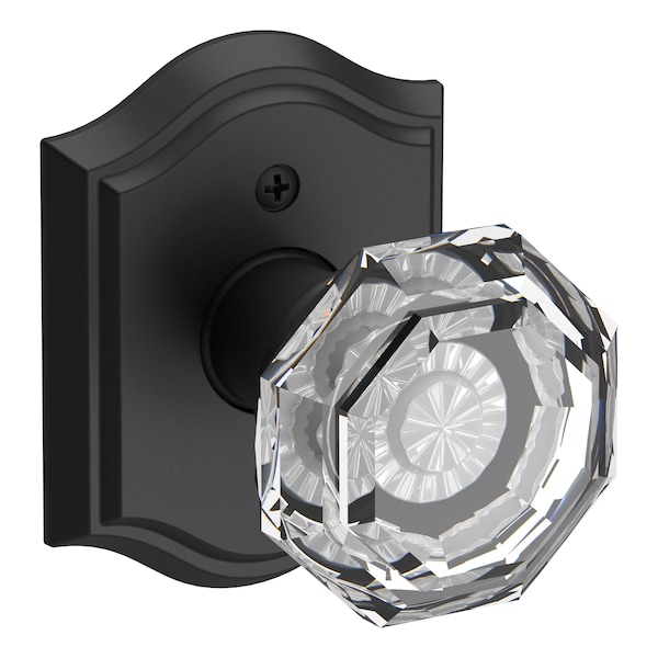 Baldwin Half Dummy Crystal Knob and Traditional Arch Rose Satin Black Finish HDCRYTAR190 - main