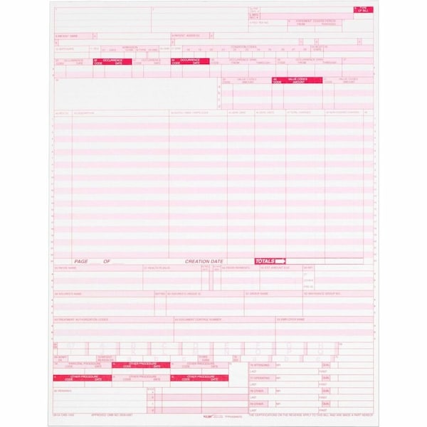 Tops Business Forms Tops Laser UB-04 Claim Forms, 1-Part, 8-1/2" x 11", White, 2500 Forms/Carton 59870R - main