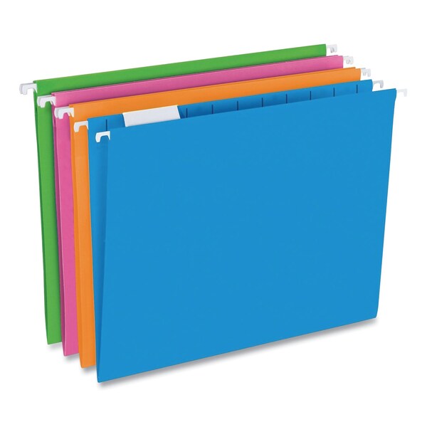 Pendaflex Glow Poly Hanging File Folders, Letter Size, 1/5-Cut Tabs, Assorted Colors, 12PK 81673 - main