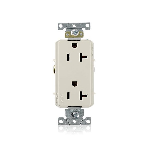 Leviton Receptacle Outlet, 20A, Light Almond, 125V 16342-T - main