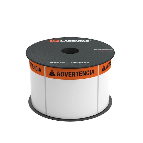 Labeltac Die-Cut Advertencia, Warning Labels Roll 4in x 4in, 200 labels per roll LT44WARN-SPAN - main