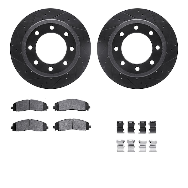 Dynamic Friction Co DFC Brake Rotor Drilled & Slotted - Black- w/Ultimate Duty Brake Pad & HW Kit 8412-54102 - main