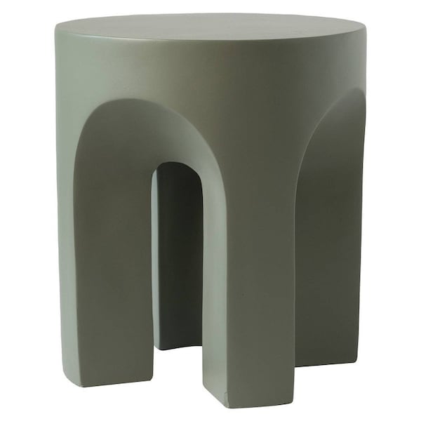 Leisuremod Crus Modern 18 in Round Fiberstone Side Table, 260 lb Capacity, Weather-Resistant, Fully Assembled CST17GR - main