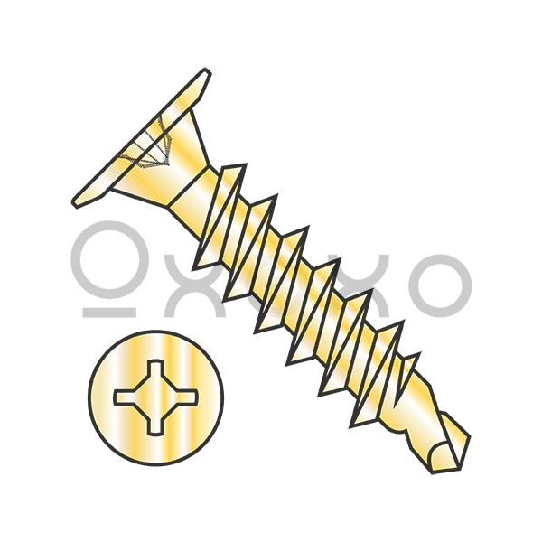 Oxoxo 10-16X1 Square Phil Drive Wafer Head Full Thread Self Drill Screw Zinc Yellow Bake, 2500PK 577310 - main
