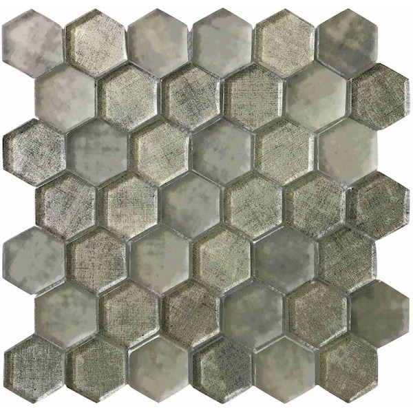 Apollo Tile Gray 11.8 in x 11.8 in Glass Glossy Floor and Wall Mosaic Tile 4.83 sqft/case, 5PK APLSRA8808A - main
