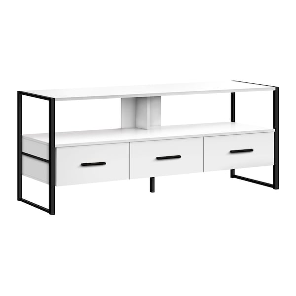 Homeroots 49in White Cabinet Enclosed Storage TV Stand 490370 - main