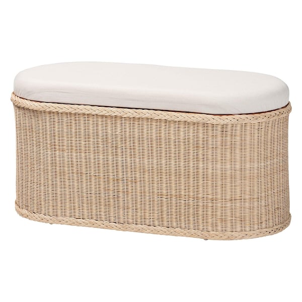 Bali & Pari Barid Braided Natural Rattan Storage Bench, 39" Oval 259-14274-ZORO - main