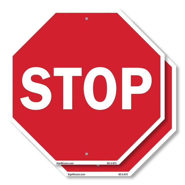 Signmission Stop, 10 inch X 10 inch, Aluminum Metal Signs, 2PK OC-A-2PACK-10-71 - main