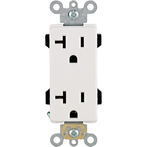 Leviton Decora Plus 20A White Residential Grade 5-20R Duplex Outlet R82-16352-0WS - main