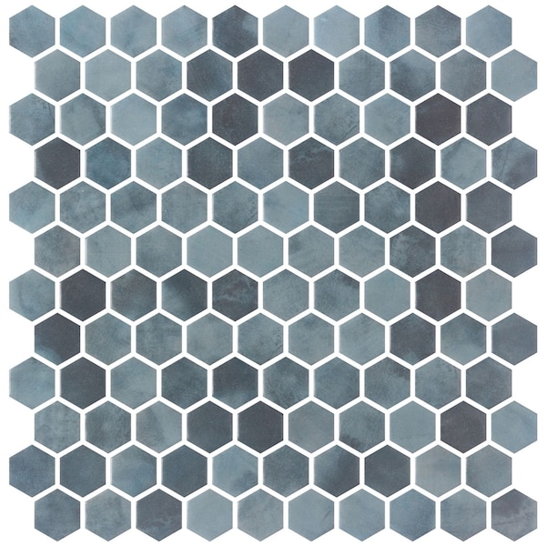 Andova Tiles Watelle Honeycomb Marble Look Recycled Matte Glass Hexagon Mosaic Wall & Floor Mosaic Tile ANDWAT1324 - main