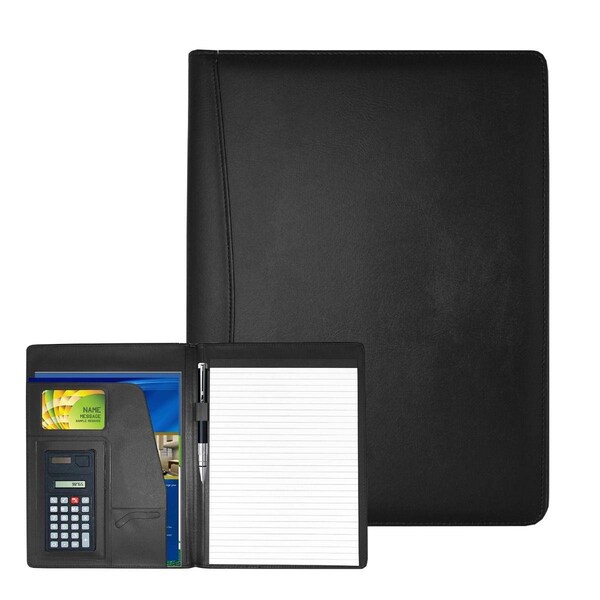 Natico Originals 12.5 x 9.5 in. Faux Leather Portfolio, Black 60-PF-87 - main
