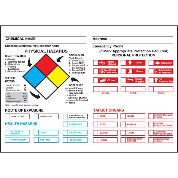 Accuform SAFETY LABEL NFPA CHEMICAL LZN205 - main