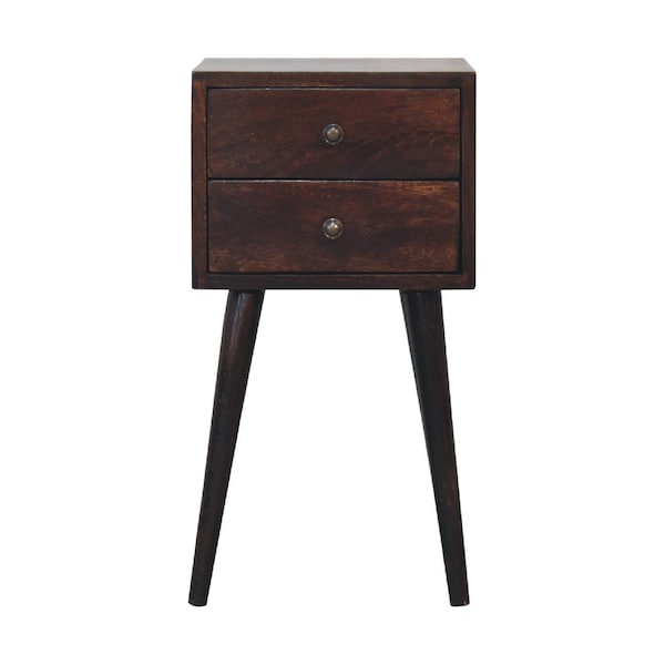 Homeroots 22" Brown Solid Wood Square Two Drawer Nightstand 651787 - main