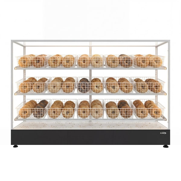Koolmore 73 In. Floor Standing Bagel Bakery Display Case With 15 Baskets, Open Back With Side LED KM-FDC-B15 - main