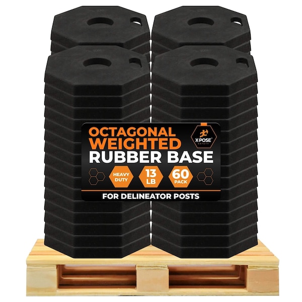 Xpose Safety 13 lb Octagon Rubber Base for Delineator Post, 60PK BASE-O-13-HP60-X - main