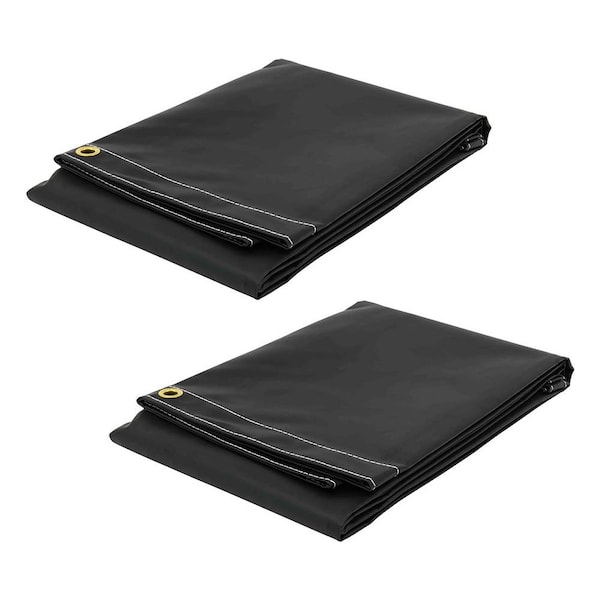 Mytee Products 6 ftx8 ft Heavy Duty BLACK 18oz Vinyl Utility Tarp Waterproof, Multipurpose, Cars, Boats 2PK VT18-6x8-BLKx2 - main