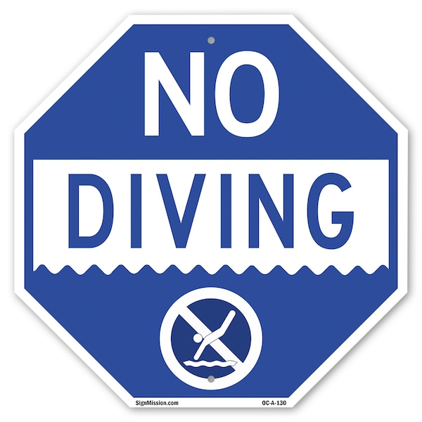 Signmission No Diving, 10 Inch X 10 Inch, Aluminum Metal Signs OC-A-10-130 - main