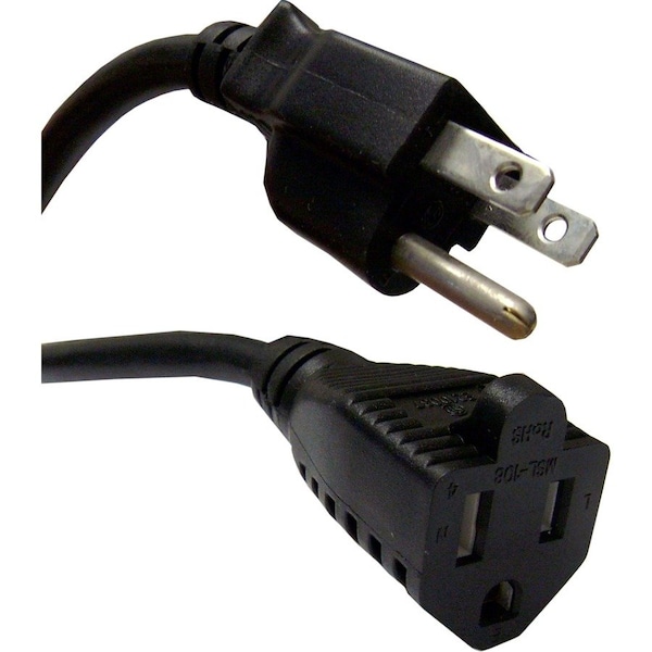 Cable Wholesale Power Extension Cord, Black, NEMA 5-15P to NEMA 5-15R, 13 Amp, 16 AWG, 15 foot 10W1-04215-16 - main