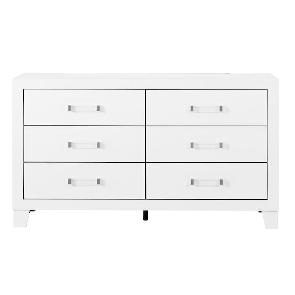 Homeroots 58" White Wood Six Drawer Double Dresser 564675 - main